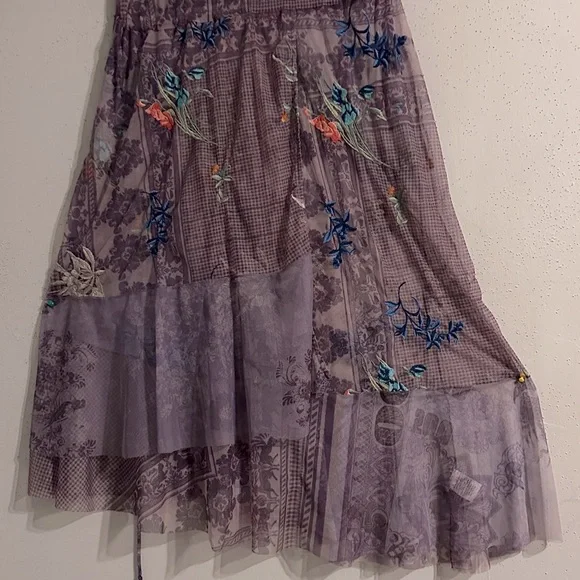 NWT Johnny Was Embroidered Purple Sleeveless Dress Mesh. - Picture 3 of 9